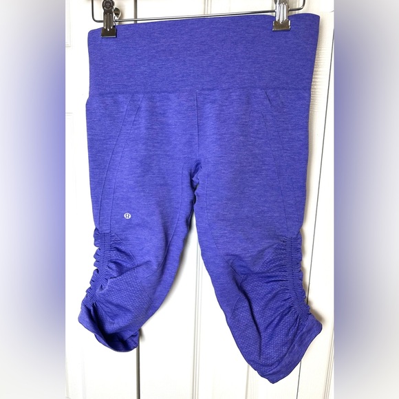 LULULEMON In The Flow Crop ll Heathered Iris Flower Purple Seamless Pants Capri - Picture 10 of 15